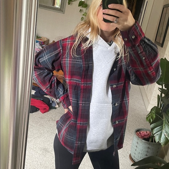 RedHead Casual Plaid Flannel Fall Shirt - Red and Gray - Picture 11 of 12